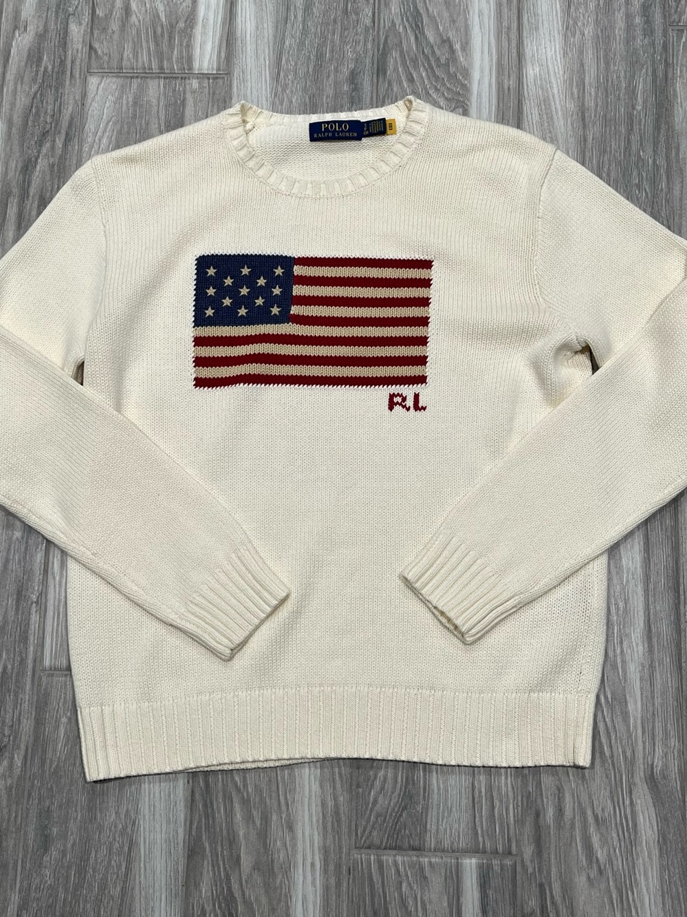 POLO RALPH LAUREN ICONIC FLAG SWEATER 100% AUTHENTIC UNISEX -SMALL-CAN FIT M